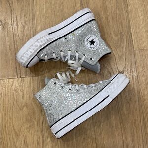Converse Women's Chuck Taylor All Star Lift Glitter Leopard Print High Tops Sz 7